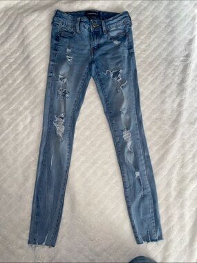 Distressed low rise Light Blue Women's Skinny Jeans
